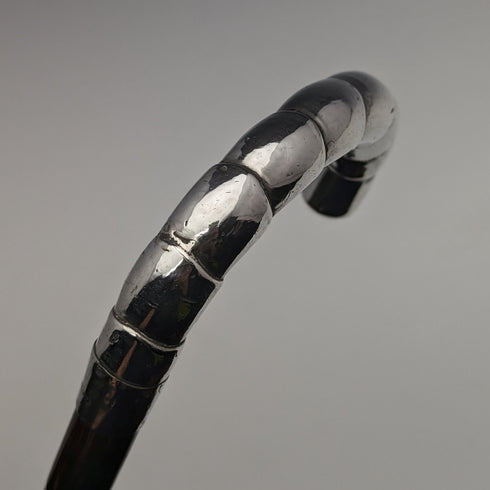 1910年頃 英国アンティーク 細身ステッキ 純銀曲がりハンドル 86cm